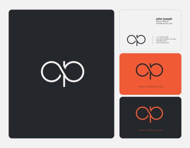  op harf Logo, kartvizit şablonu, vektör