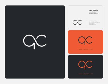 QC harf Logo, kartvizit şablonu, vektör