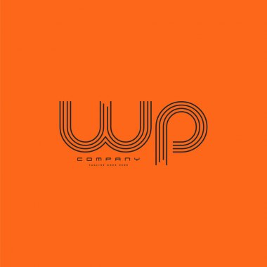 WP harf Logo, kartvizit şablonu, vektör hat