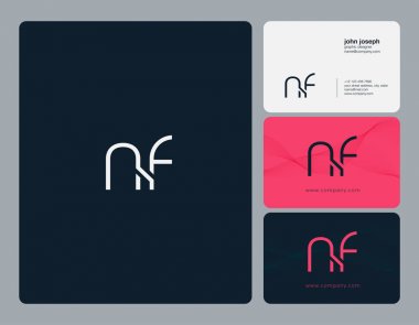 NF harf Logo, kartvizit şablonu, vektör
