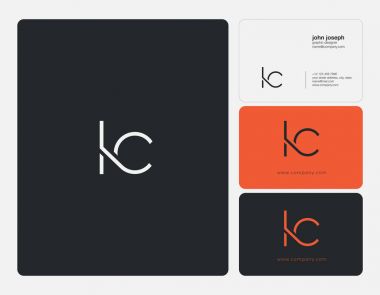 Ortak Lc harf Logo, kartvizit şablonu, vektör