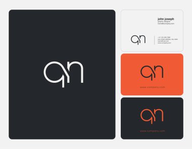 QN harf Logo, kartvizit şablonu, vektör