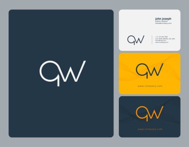 Ortak Qw harf Logo, kartvizit şablonu, vektör