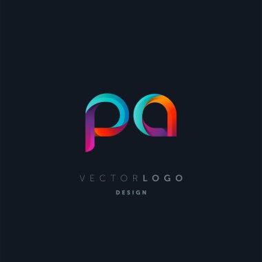 Degrade Pa harf Logo, kartvizit şablonu, vektör