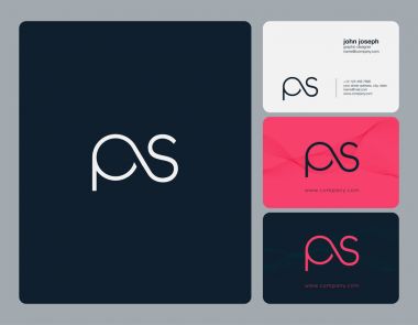 PS harf Logo, kartvizit şablonu, vektör