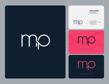 mp  Letters Logo, Business Cards Template, Vector clipart
