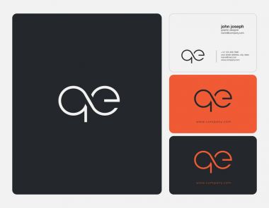 QE harf Logo, kartvizit şablonu, vektör