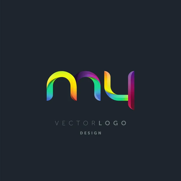 Gradient Meine Buchstaben Logo Visitenkarten Vorlage Vektor — Stockvektor