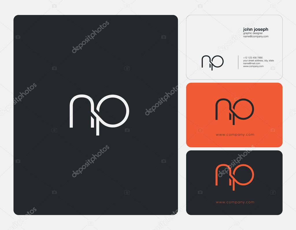 np  Letters Logo, Business Cards Template, Vector