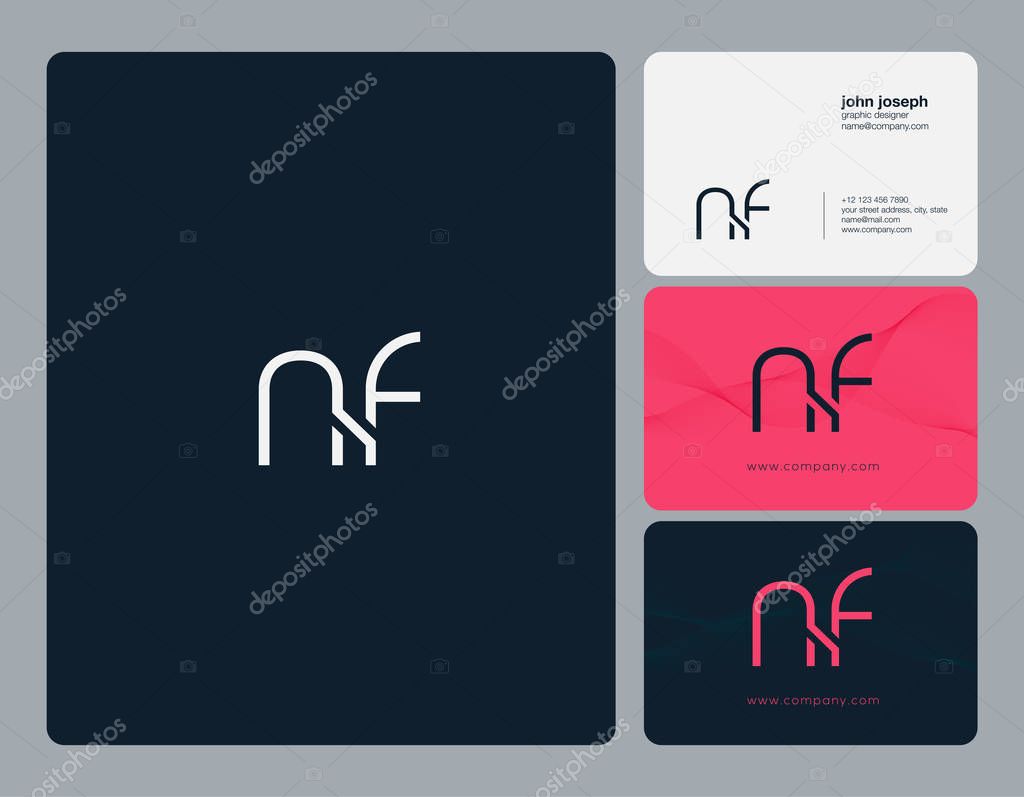 Nf  Letters Logo, Business Cards Template, Vector
