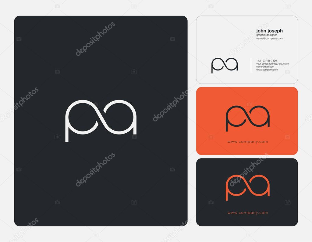 pa Letters Logo, Business Cards Template, Vector