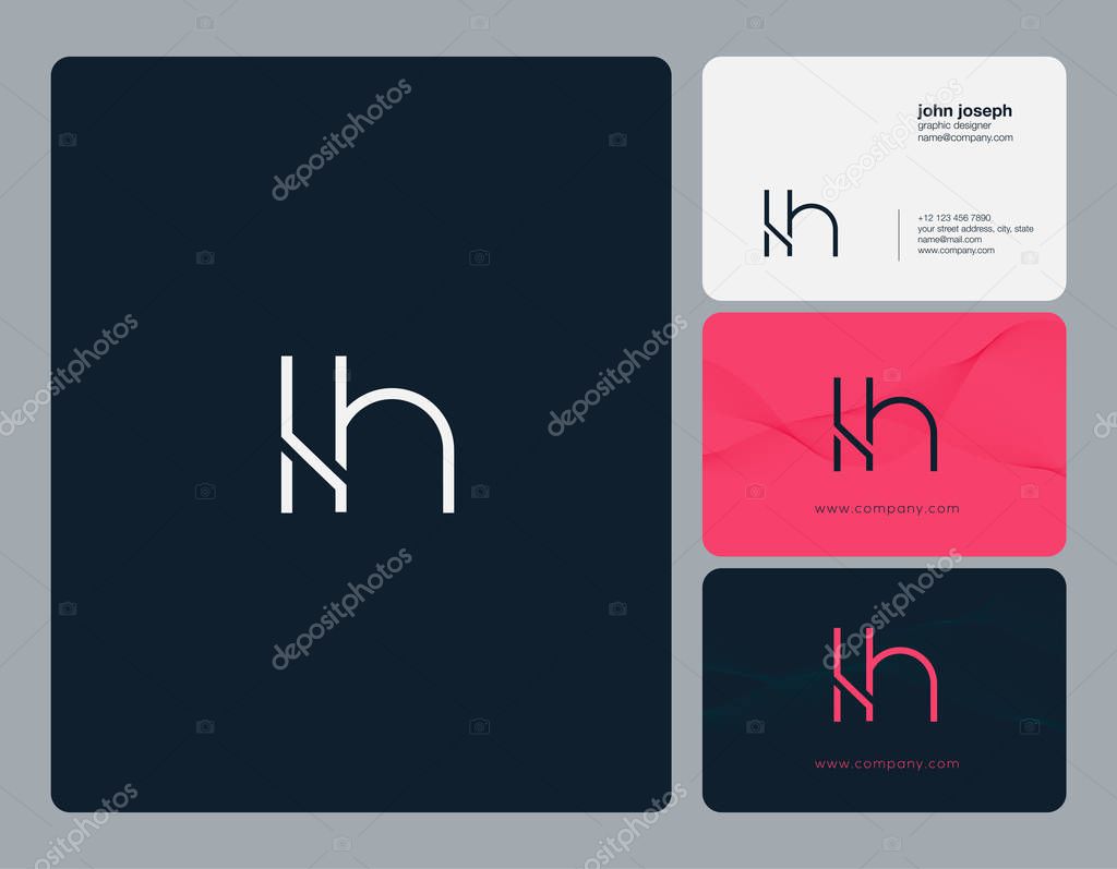 Joint Lh Letters Logo, Business Card Template, Vector