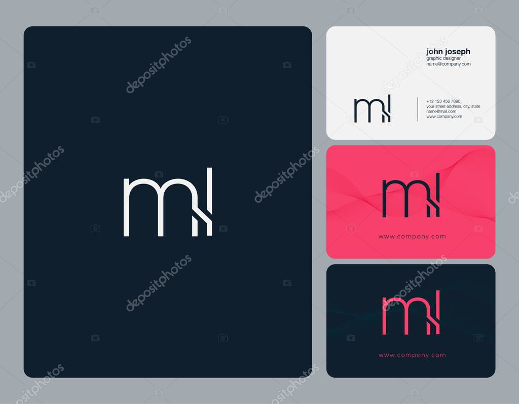 Ml  Letters Logo, Business Cards Template, Vector