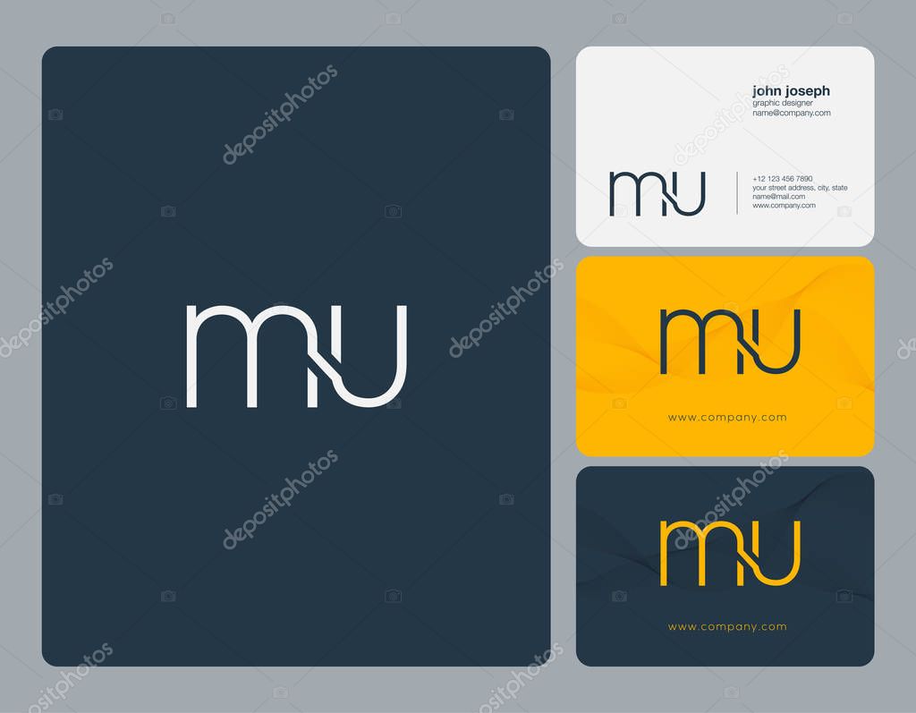 Mu  Letters Logo, Business Cards Template, Vector