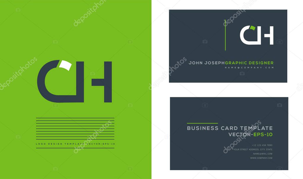 logo joint Ch for Business Card Template, Vector