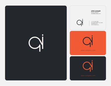 Qi harf Logo, kartvizit şablonu, vektör