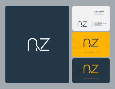 NZ harf Logo, kartvizit şablonu, vektör