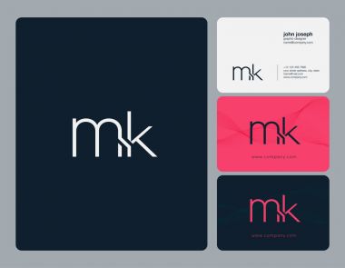 MK harf Logo, kartvizit şablonu, vektör