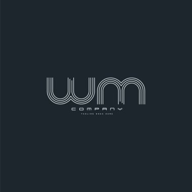 WM harf Logo, kartvizit şablonu, vektör hat