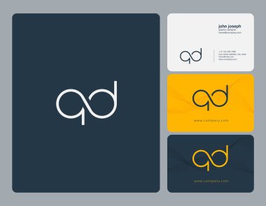 QD harf Logo, kartvizit şablonu, vektör