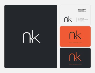 NK harf Logo, kartvizit şablonu, vektör