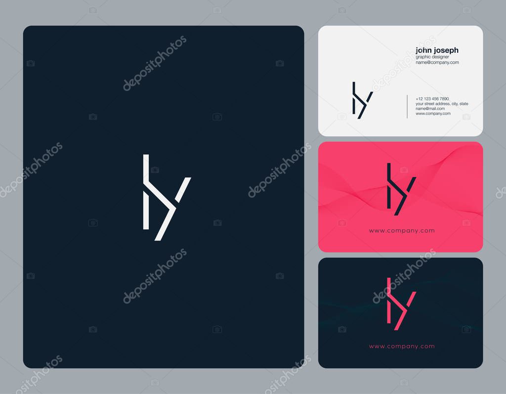 Joint Ly Letters Logo, Business Card Template, Vector