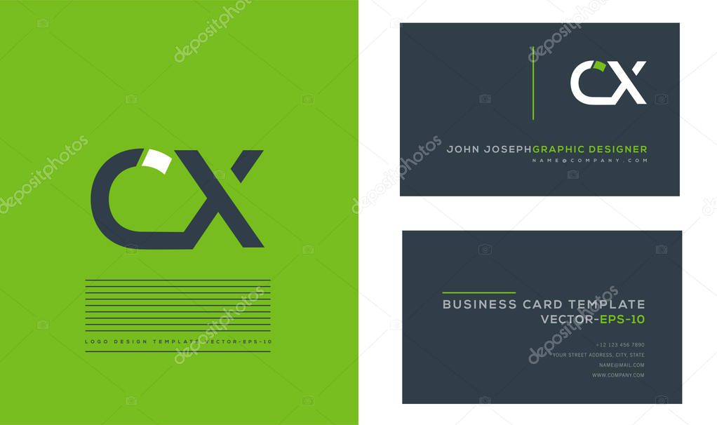 logo joint Cx for Business Card Template, Vector