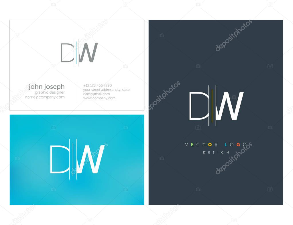 Logo joint Dw for Business Card Template, Vector