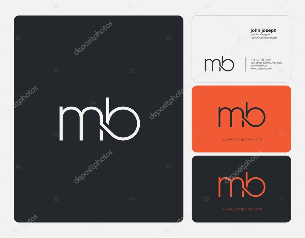 mb  Letters Logo, Business Cards Template, Vector