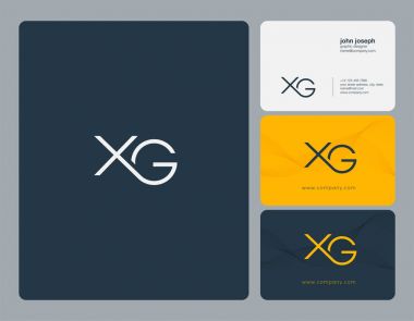 Ortak Xg harf Logo, kartvizit şablonu, vektör
