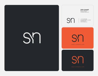 Ortak Sn harf Logo, kartvizit şablonu, vektör