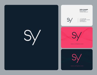 Ortak Sy harf Logo, kartvizit şablonu, vektör