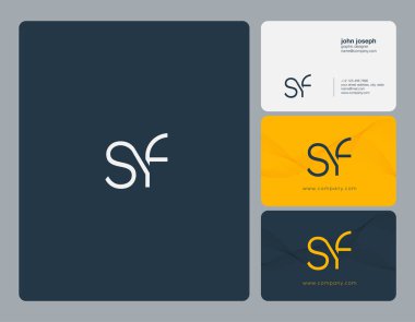 Ortak Sf harf Logo, kartvizit şablonu, vektör