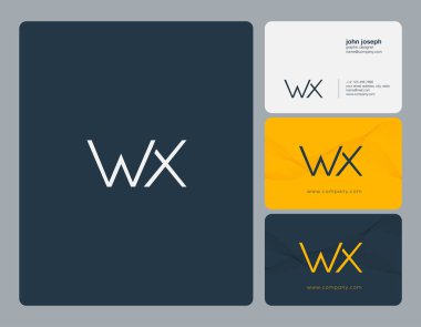 Ortak Wx harf Logo, kartvizit şablonu, vektör