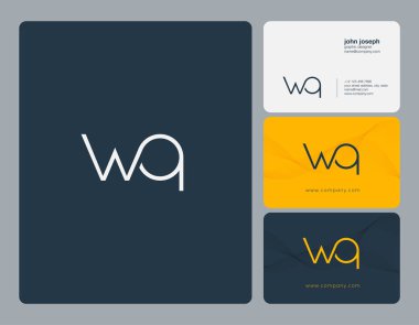 Ortak Wq harf Logo, kartvizit şablonu, vektör