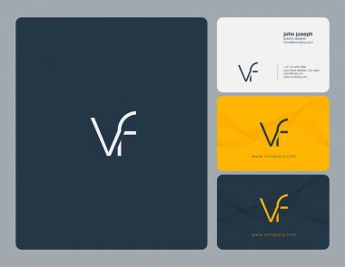 Ortak Vf harf Logo, kartvizit şablonu, vektör