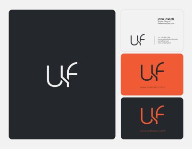 Ortak Uf harf Logo, kartvizit şablonu, vektör