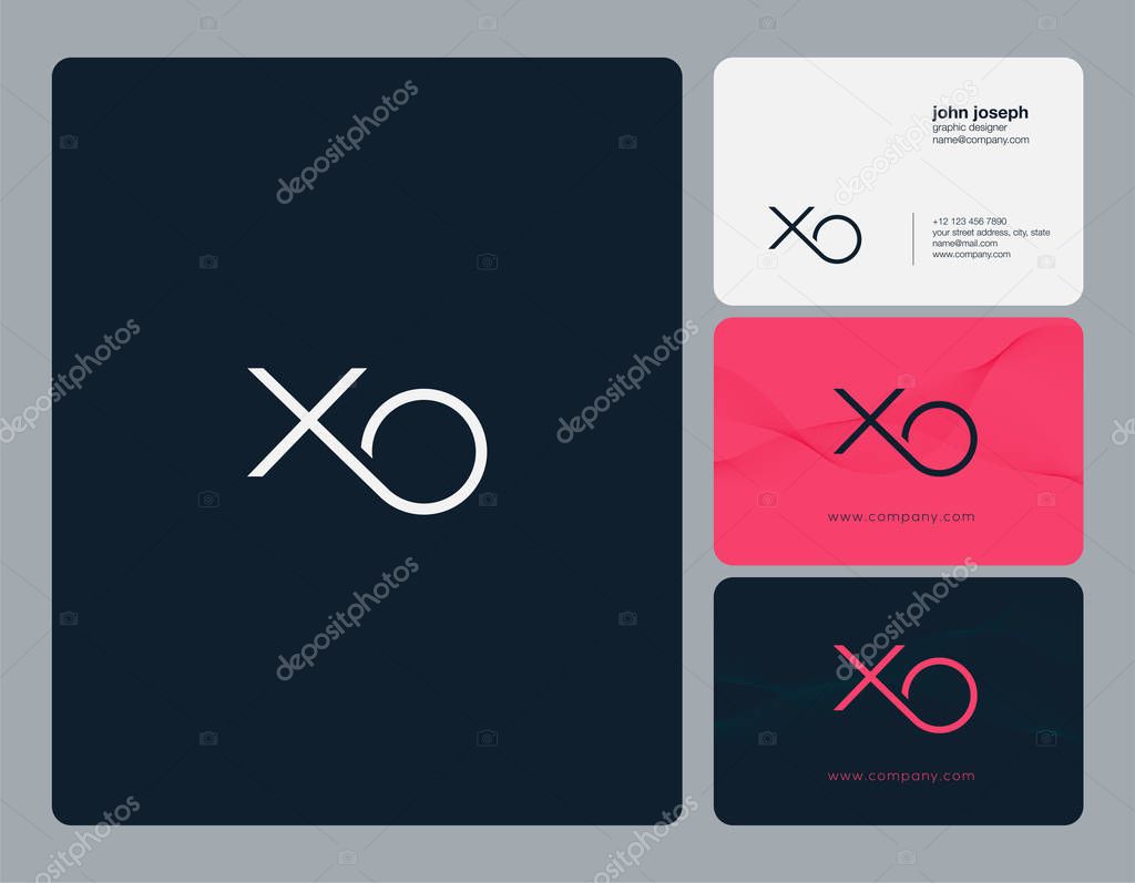 Joint Xo Letters Logo, Business Card Template, Vector