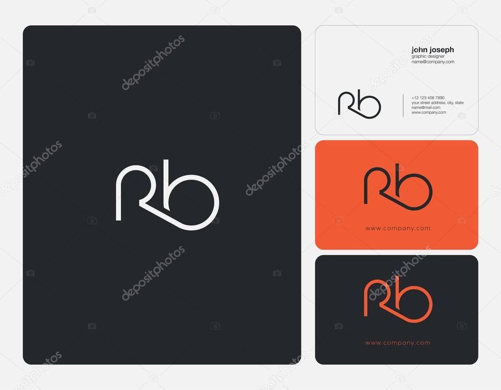 Joint Rb Letters Logo, Business Card Template, Vector