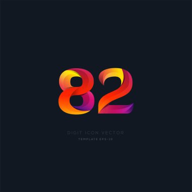 3D basamak sayısı 82 logo simge, geometrik kurumsal kimlik, vektör çizim