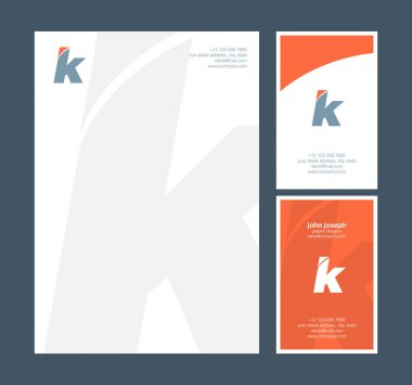 K harfi Logo, kartvizit şablonu, vektör