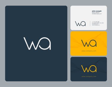 Ortak Wa harf Logo, kartvizit şablonu, vektör