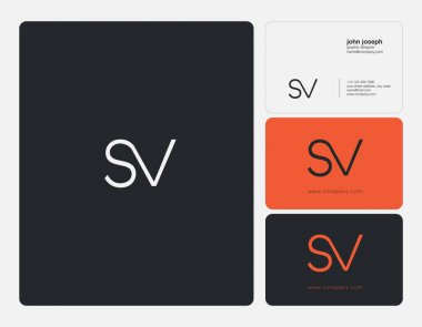 Ortak Sv harf Logo, kartvizit şablonu, vektör