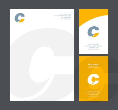 C harfi Logo, kartvizit şablonu, vektör