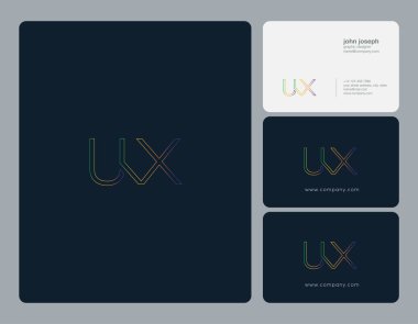 Ortak Ux harf Logo, kartvizit şablonu, vektör