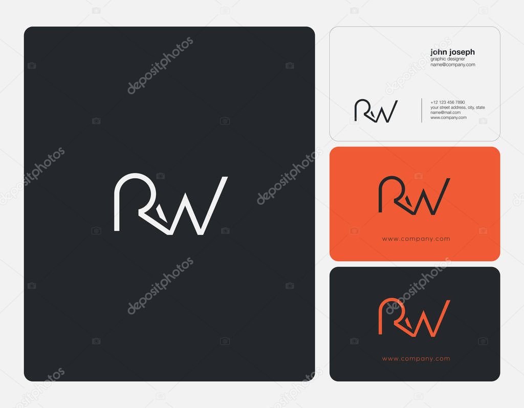 Joint Rw Letters Logo, Business Card Template, Vector
