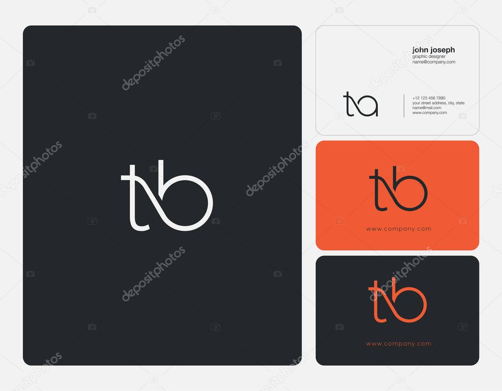 Joint Tb Letters Logo, Business Card Template, Vector