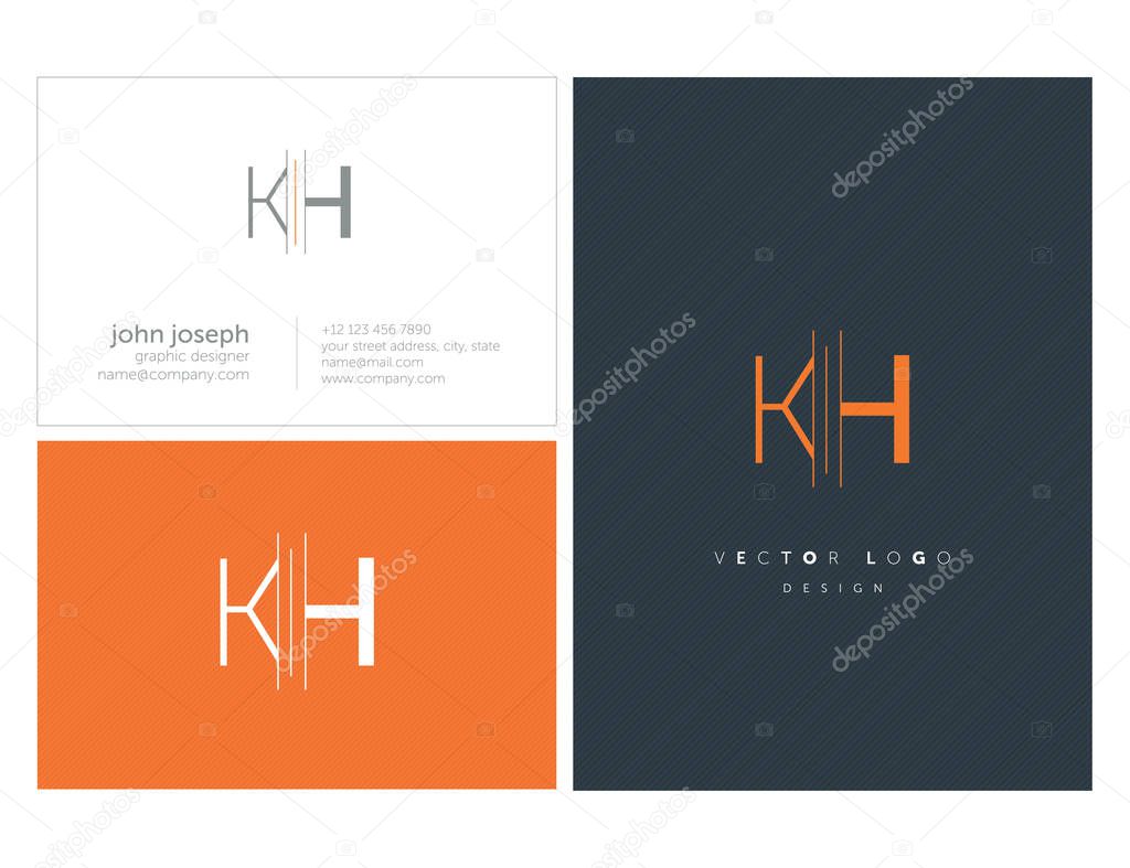 Joint Kh Letters Logo, Business Card Template, Vector