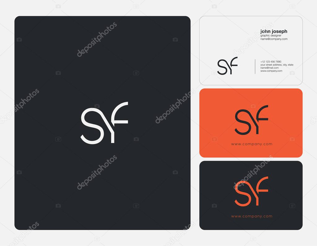 Joint Sf Letters Logo, Business Card Template, Vector