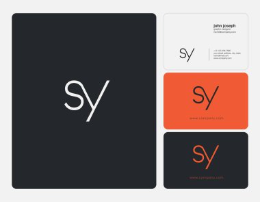 Ortak Sy harf Logo, kartvizit şablonu, vektör